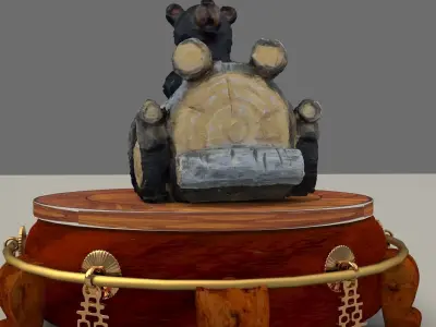 Chinese display stand with bear car   3D model