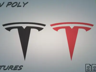Tesla emblem  Low-poly 3D model