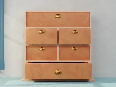 Cabinate for Clothes with multiple Drawer 3D Model Low-poly 3D model