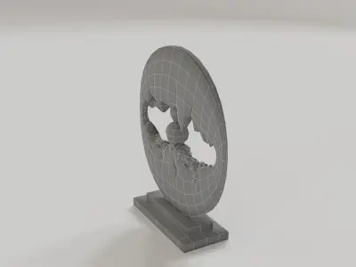 Interior decoration circular art sculpture Low-poly 3D model