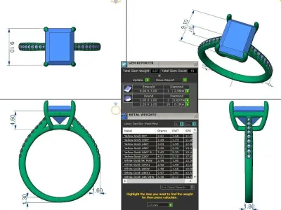 emerald ring 3D print model 3