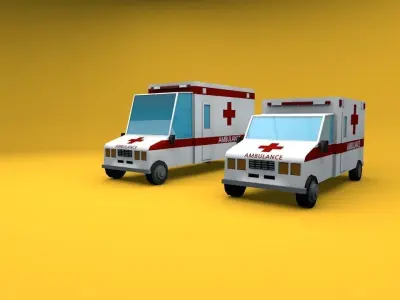 Low Poly Ambulances ambulance Low-poly 3D model