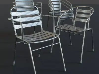 Stackable Stainless Steel Chair Low-poly 3D model