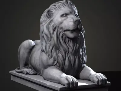 Stone Lion Statue Low-poly 3D model