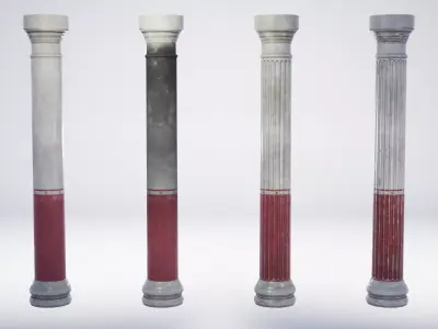 Roman Villa Columns - 4 Variations Low-poly 3D model