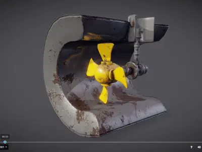 Ship Propeller system Low-poly 3D model