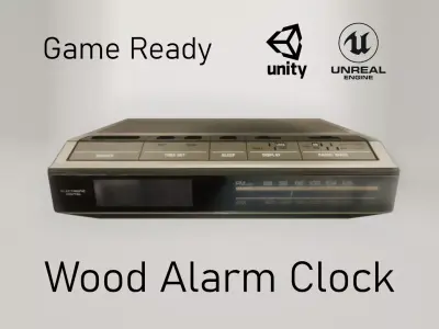 Wood Alarm Clock Low-poly 3D model
