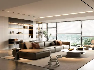 Modern living room 3D model 3D model