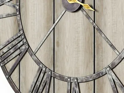 Decorative Rustic Wall Clock Low-poly 3D model