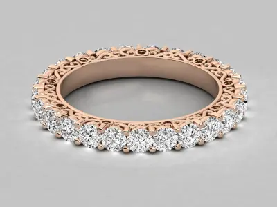 Full Eternity Band Ring  25 pcs Round Diamond Wedding Band Ring 3D print model
