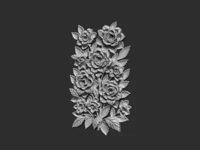 Roses cluster branch thorn love luxury romantic  3D print model