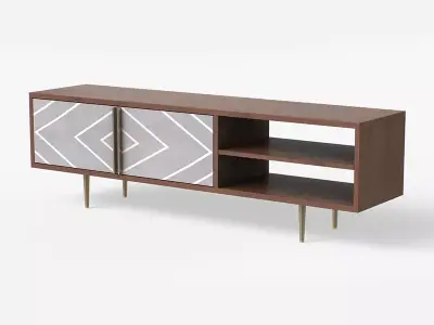 Toshi TV Stand in walnut wood Low-poly 3D model