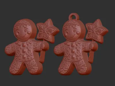 christmas cookie boy with star  3D print model