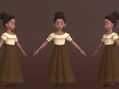 Tiana Cartoon Women Character 3D model