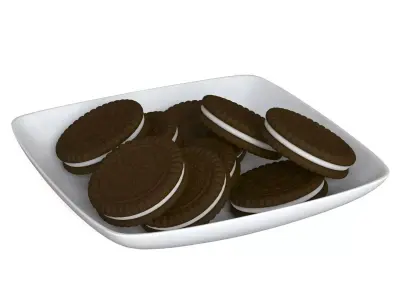 Cookies oreo in bowl 3D model