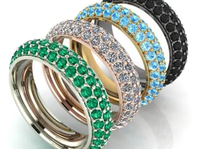 Eternity diamond ring 1i5 mm gems set 3D print model