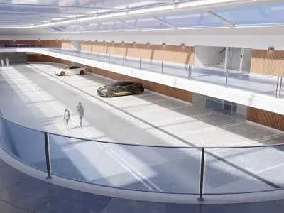 Modern Luxury Car Park - Garage -  Hall - Hipoly 3D Model 3D model