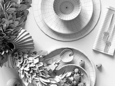 Table settings with reed 3D model