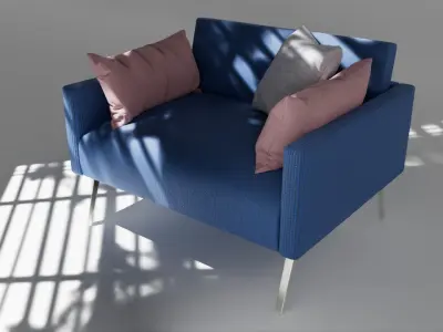 Modern Realistic Sofa for Cinema 4d Render Ready Free low-poly 3D model