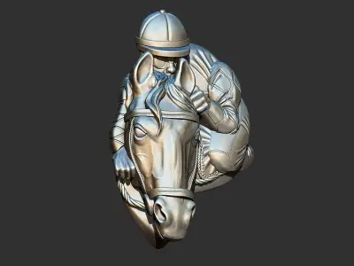 Race Horse With Jockey Front 3D print model