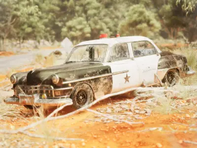 Police Chrysler Newyorker car 1950 Low-poly 3D model