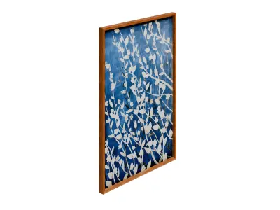 Azure Blossoms Wood Framed Print On Canvas Wall Art Low-poly 3D model