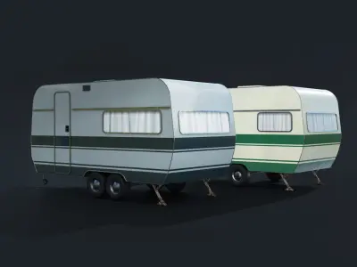 Caravan Trailer Mobile Homes Camper Trailer Exterior Only 3D model