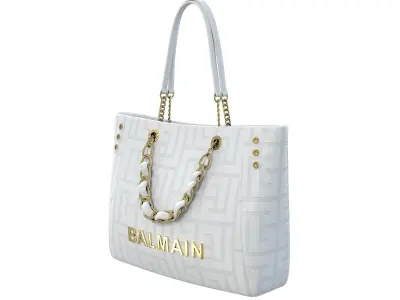 Balmain 1945 Soft Jacquard Tote Bag White Low-poly 3D model