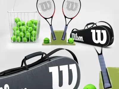 Gym Equipment Tennis Court   Low-poly 3D model