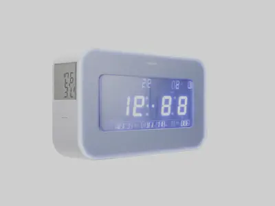 Digital Alarm Wall Clock model Low-poly 3D model