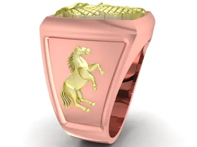 Luxury Two Tone Sculpted Koi Fish Signet Ring for Men 3362 3D print model