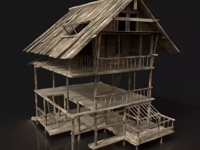 Next Gen AAA FANTASY MEDIEVAL WOODEN VILLAGE WATCHTOWER HUT Free low-poly 3D model