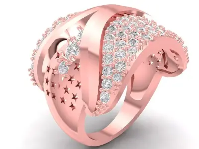 Luxury Crossover Diamond Women Ring 3D Model 2786 3D print model