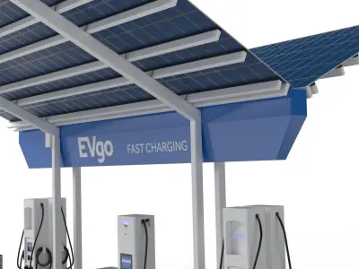 Electric Vehicle Charging Point with EV Station 02 3D model