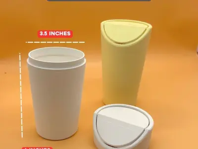 3D Printable Mini Trash Can for Car and Office Use Free 3D print model
