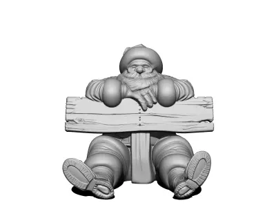 Santa Claus carries a sign 3D print model