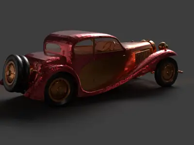 Golden vintage car   3D model