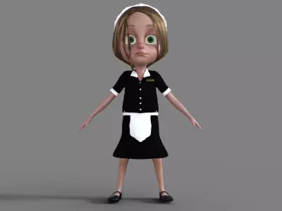3D Cartoon Maid Girl 3D model