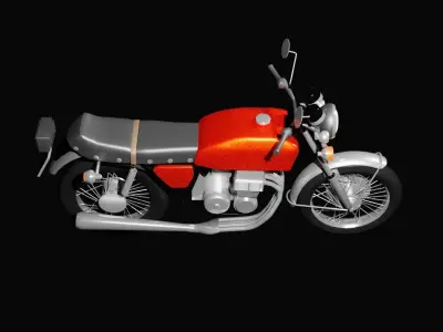 Motorcycle orange Low-poly 3D model