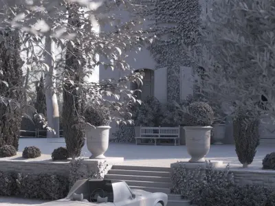 Exterior Scene of Italian Villa 3D model