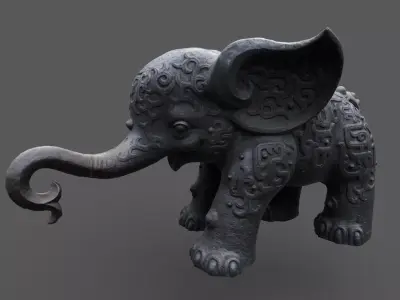  Ancient elephant 02 Low-poly 3D model