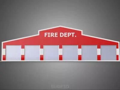 SOLAR ROOF FIRE ENGINE GARAGE STATION FIREHOUSE DOOR DEPARTMENT 3D model