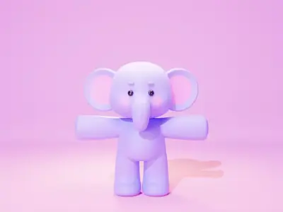 Cartoon cute elephant 3D model