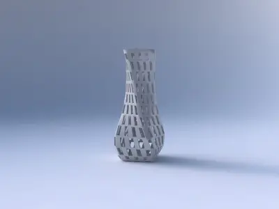 Vase twisted larger opening quadratic with checker grid lattice 3D print model
