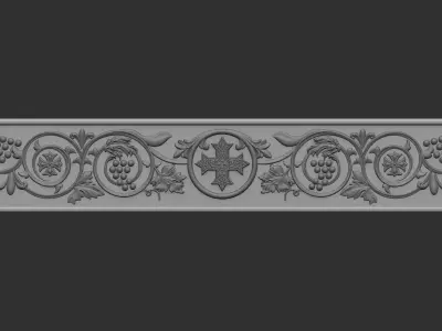 cornice moulding church decor cornice wooden-marble 3D model