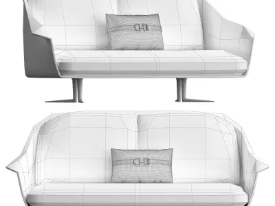 Flexform SVEVA  Sofa low poly 3d model Low-poly 3D model