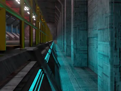 Sci-Fi Spaceship Corridor - Low Poly - Game Ready -PBR Low-poly 3D model