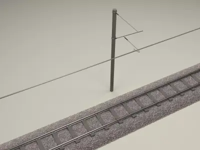Train Track Electrified 3D model