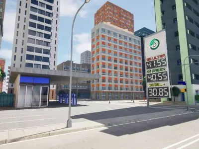 City Downtown Skyscraper Street - Unreal - Lot 02 Low-poly 3D model