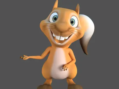 3D Model Cartoon Squirrel Character Mascot Low-poly 3D model